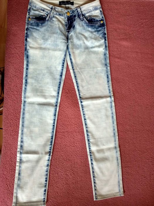 Джинси для дівчинки підлітка прямі стрейчеві жіночі блакитні 26 р.