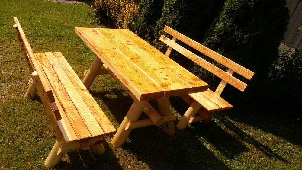 Drewniany komplet ogrodowy
