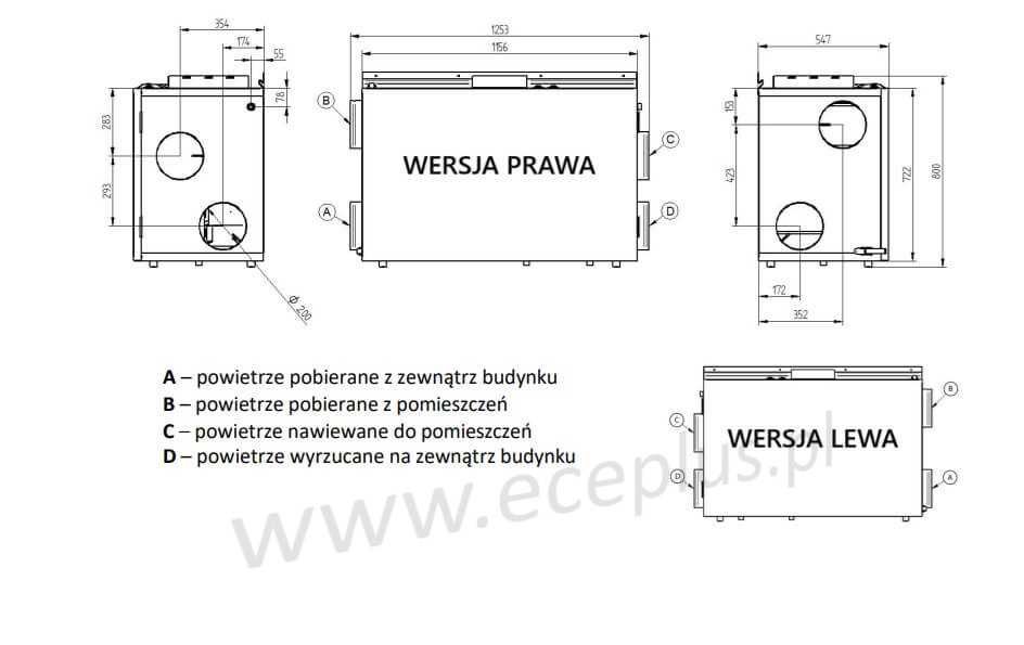 Rekuperator WANAS COMBO 430 H XF centrala wentylacyjna rekuperacja