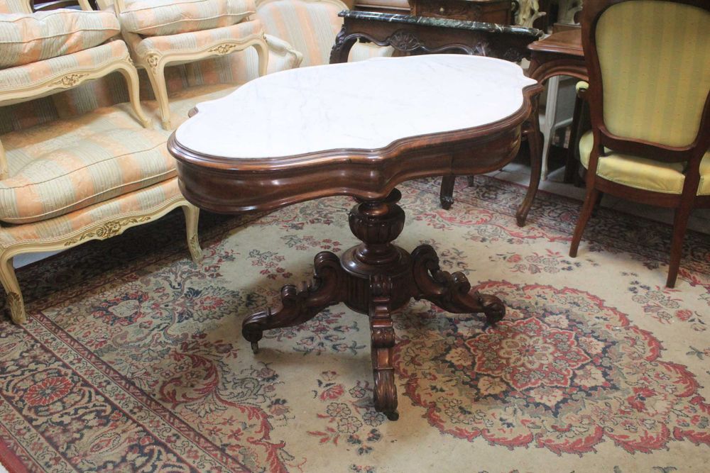 Stół eklektyczny 2 szufladki - blat marmur - Gryfino