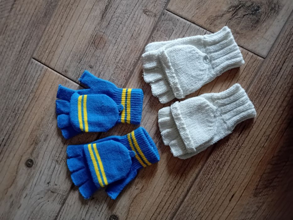 Rękawiczki dwa w jednym z klapka zakryte i odkryte palce