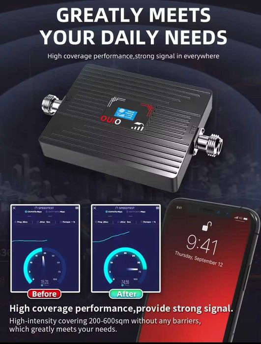 GSM 3G 4G усилитель репитер мобильной связи +Интернет> Мощный+ Антенны