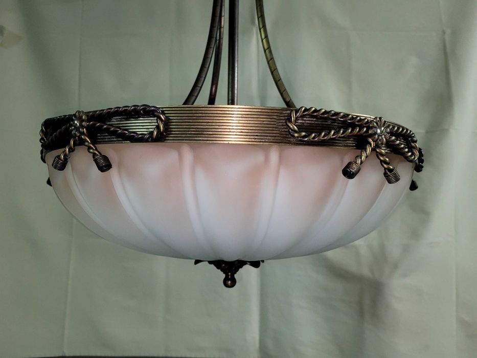 Ceiling Lamp in Bronze, Brass, and Glass