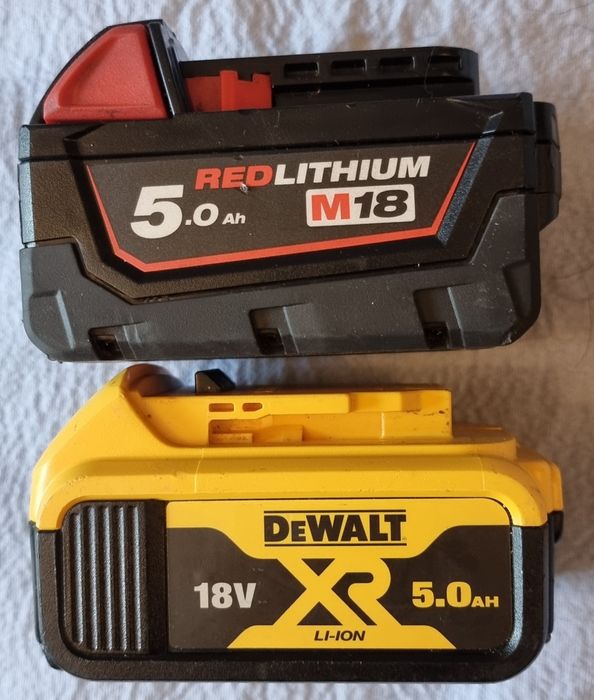 Akumulator Milwauke M18 5Ah + DeWALT 5Ah