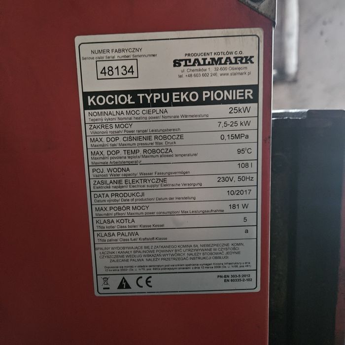 Kociol typu eko Pionier.
STALMARK
Klasa-V
Sprzedam piec na eko groszek