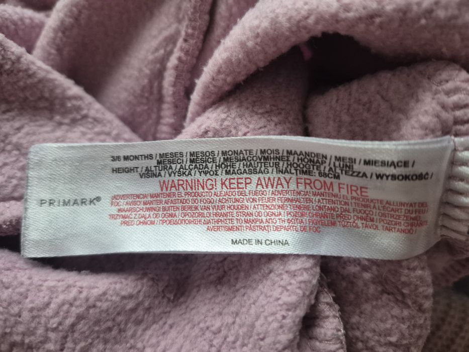 Primark bluza dresowa liliowa falbanka ściągacze 68