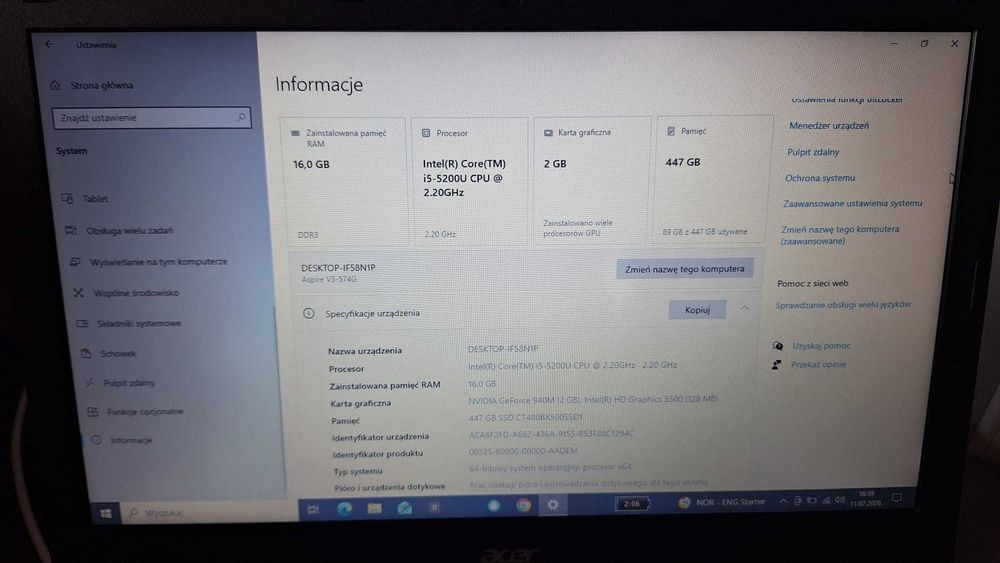 Laptop Acer Aspire V3-574G