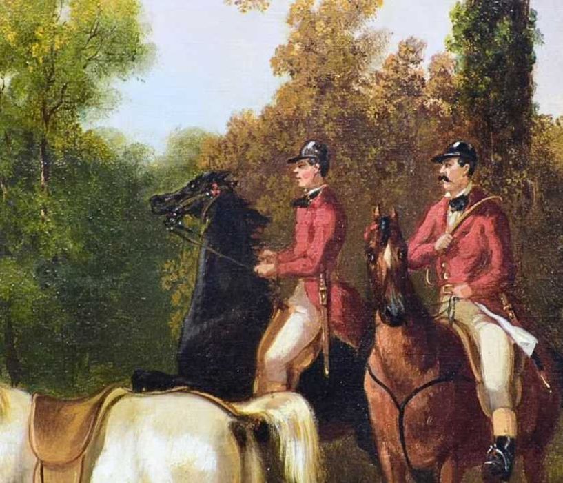 Аентикварная живопись, картина, Охота, антикварний живопис Полювання