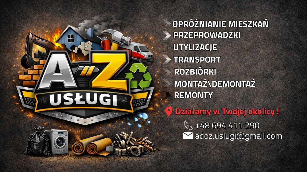 Opróżnianie mieszkań, sprzątanie garaży, wywóz mebli ! A-Z Usługi