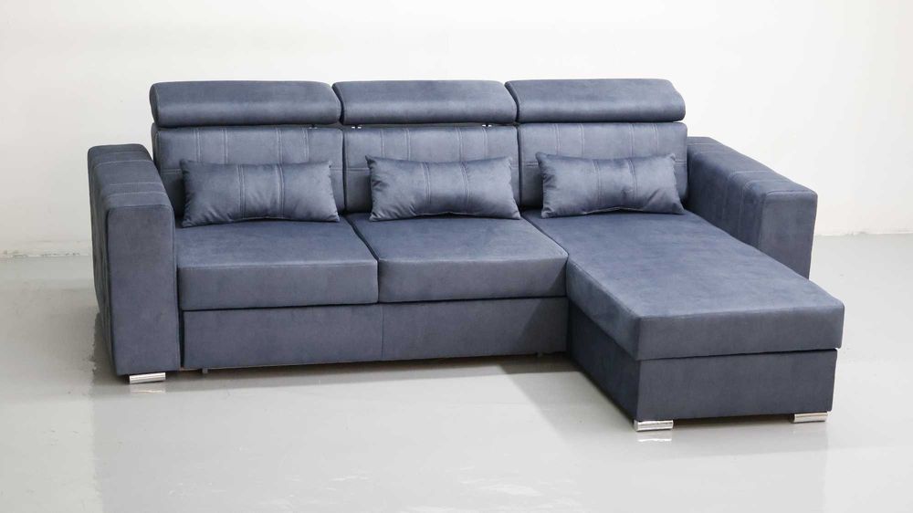 TGR NAROŻNIK funkcja spania pojemnik regulowane zagłówk niebieskoszary