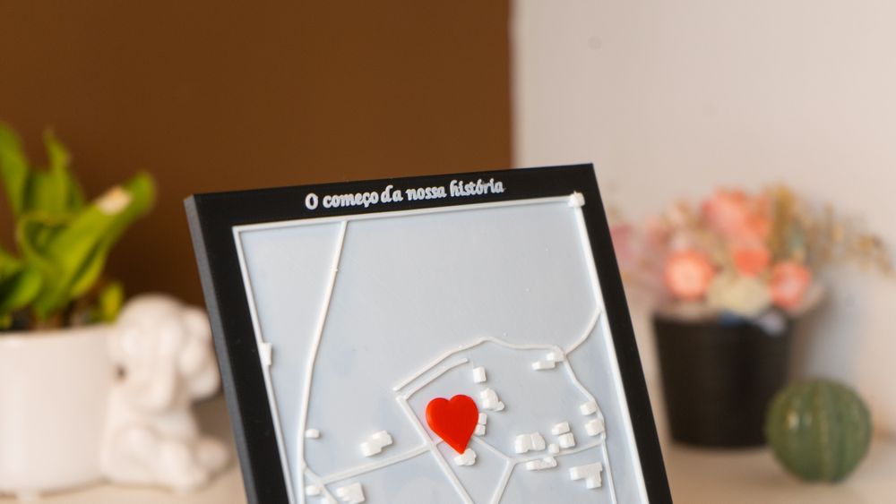 Quadro personalizável com qualquer localização (Prenda dia dos namorad