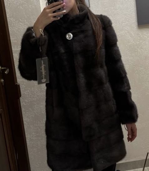 Норкова шуба-трансформер графіт, натуральна норка S-M