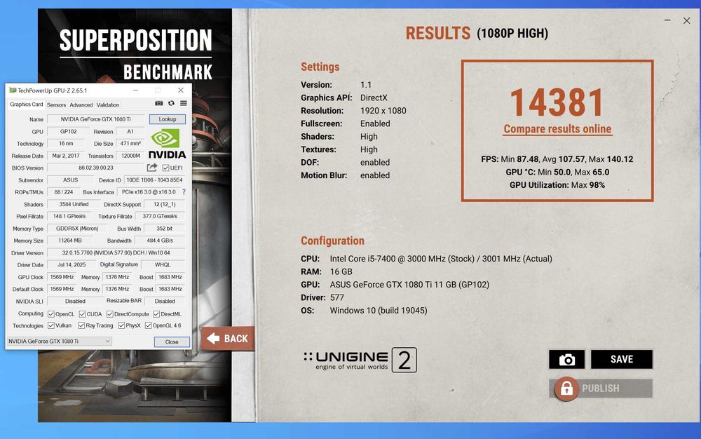 ігрова відеокарта ТОП версія GTX1080Ti 11GB 352bit ASUS ROG STRIX