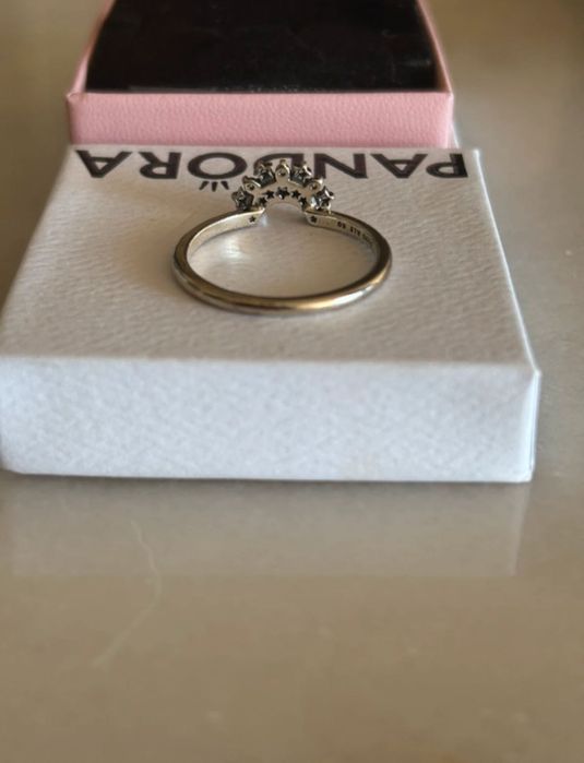 Pandora Celestial Blue Sparkling Moon Ring Sterling silver
