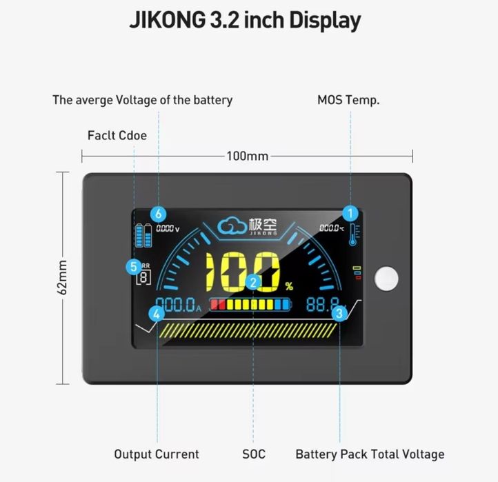 JIKONG BMS 3,2-дюймовый экран