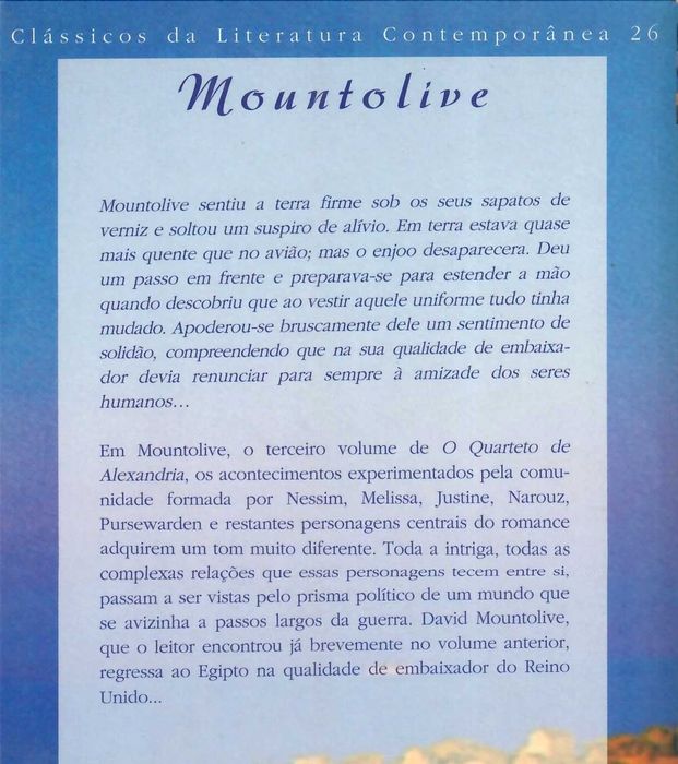 Lawrence Durrell (O Quarteto de Alexandria) ‘Mountolive’