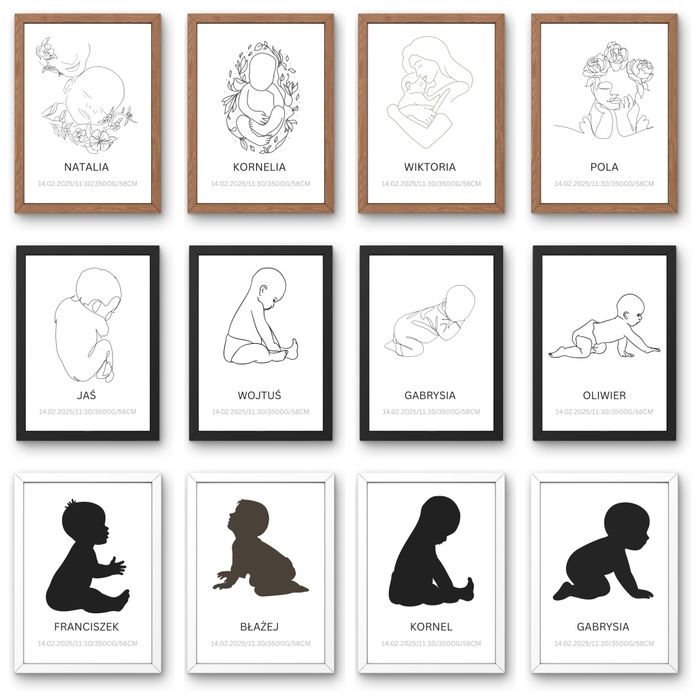 Metryczka urodzenia dziecka A4 z ramką