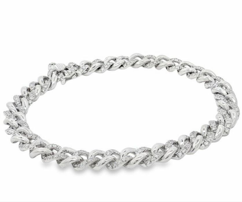 Bracelete em Ouro Branco 18k com diamantes