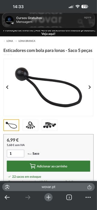 Esticadores com bola para lonas