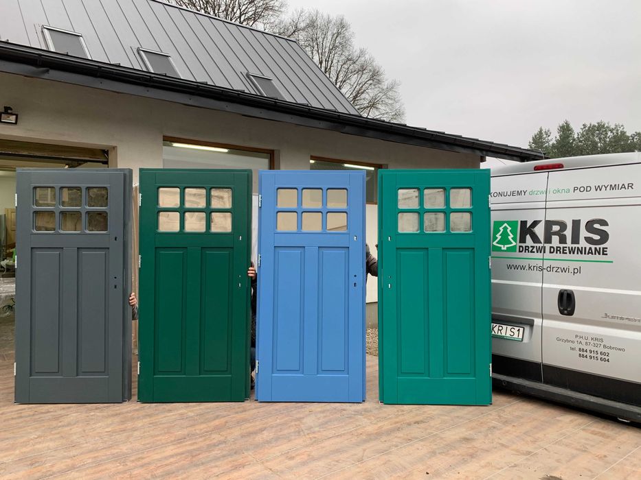 Drzwi Zewnętrzne drewniane białe CZYSTE POWIETRZE montaż CAŁA POLSKA