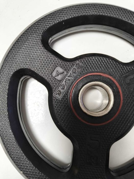 2 Pesos Domyos 5 kg (x2) | Como novos | Borracha antiderrapante