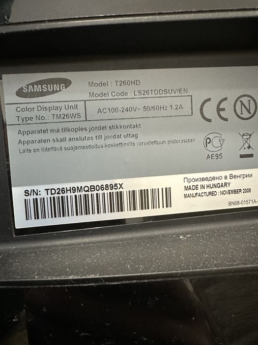 Monitor Samsung 26” T260HD tuner tv