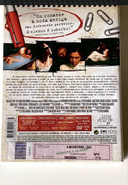 Dvd A Secretária, Steven Shainberg / Como novo.