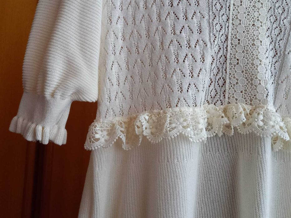 (NOVO C/ ETIQUETA, PORTES GRÁTIS) ZARA: Vestido Malha Pointelle Renda