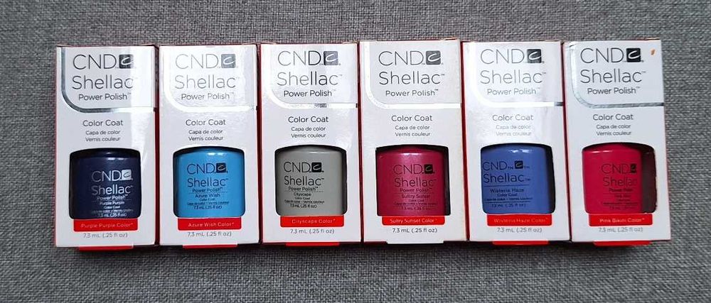Lakier shellac CND , hybrydowy , nowy, zestaw 6sztuk
