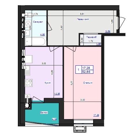 1 кімнатна квартира в ЖК “Аристократ”