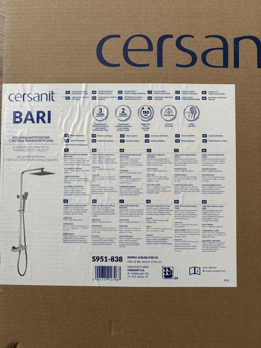 Kolumna prysznicowa Cersanit Bari z baterią termostatyczną chrom