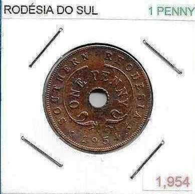 Rodésia do Sul - - - 1 Penny - 1954 - - - Elizabeth II - - - Moeda