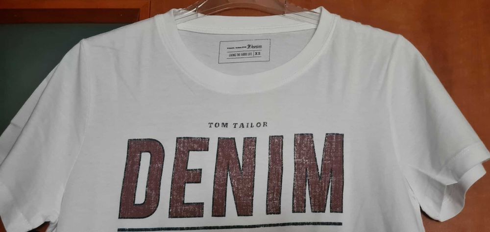 Tom Tailor biała koszulka, t-shirt z nadrukiem roz XS