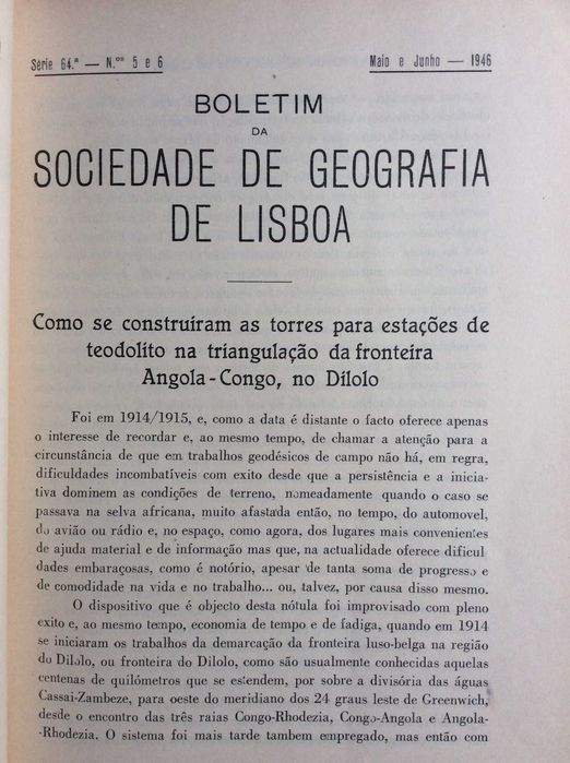 Boletim da Sociedade de Geografia de Lisboa. -  1946. Ver sumário