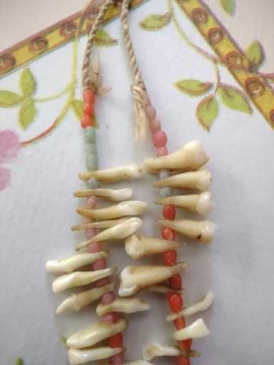 Stary naszyjnik plemienny Afryka naturalne zęby