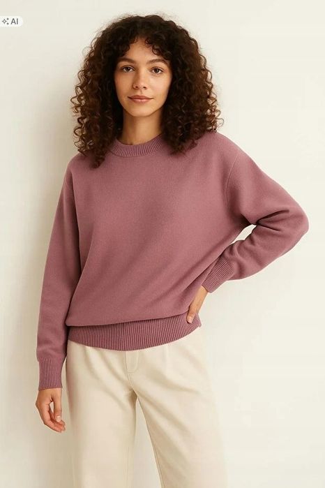 Miękki pleciony sweter damski w stylu minimalistycznym m/l 5ia