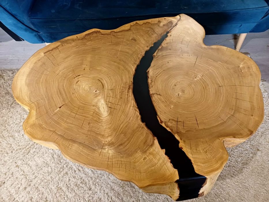 Stolik kawowy 104x84cm LIVE EDGE plaster drewna loft