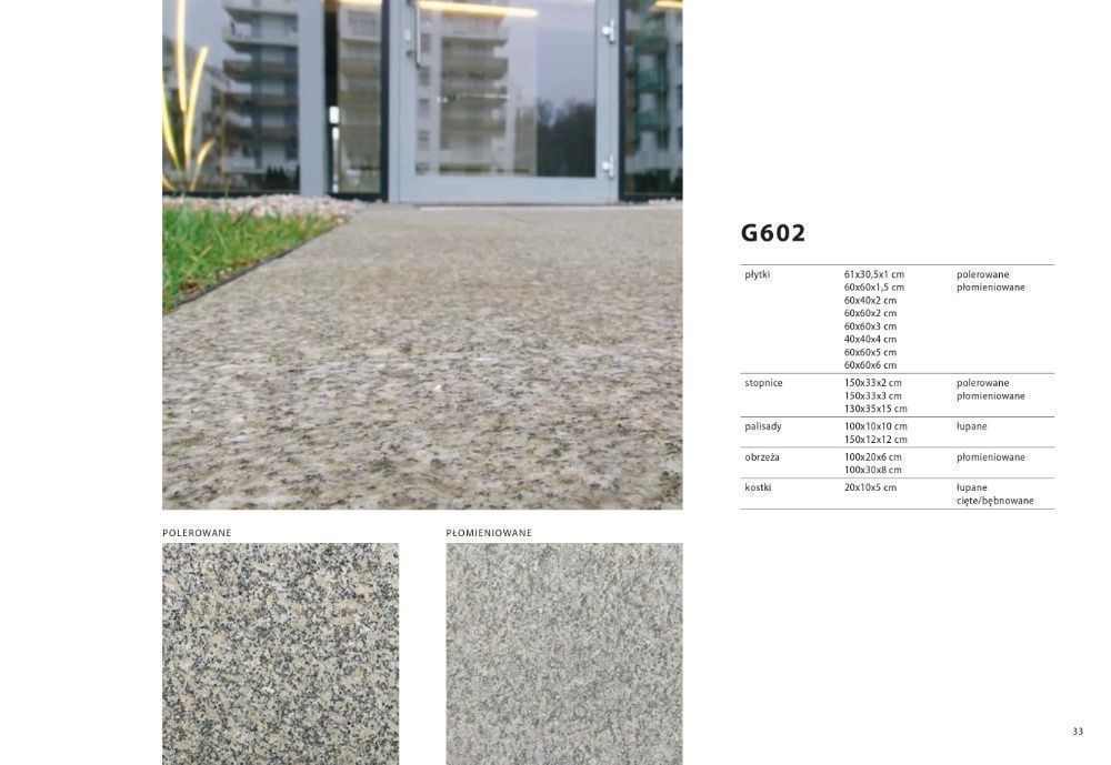 Szary Granit Granity G602 60x60x2cm płytka płomień Taras jak Strzegom plytka granitowa kamienna kamień chodnik taras ścieżka