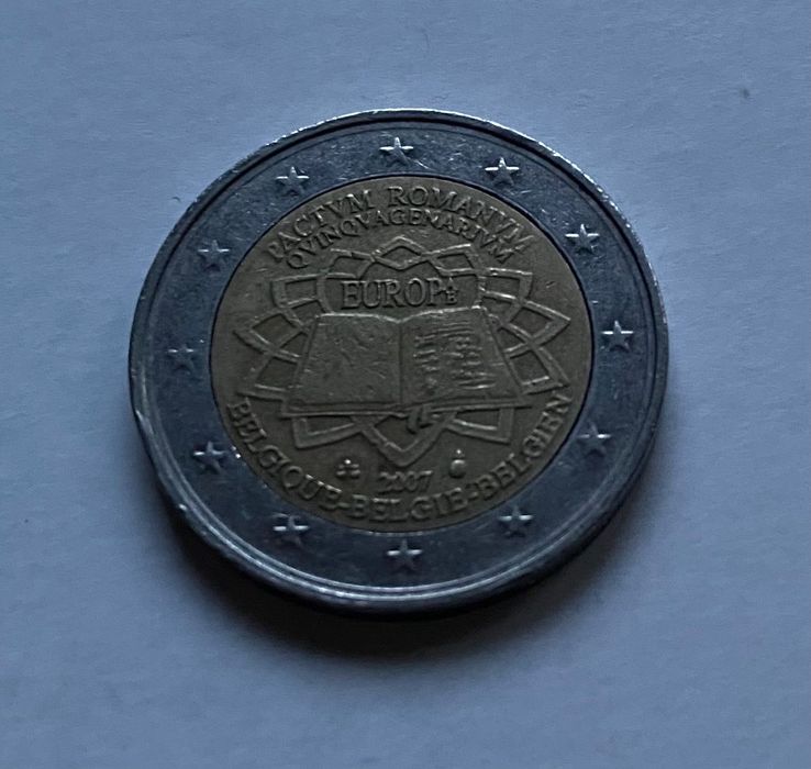 Moeda 2€ Bélgica - Comemorativa - 2007 - Assinatura do Tratado de Roma