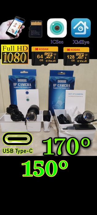 Відеоглазок WiFi камера з датчиком руху автозапис ICsee XMEye