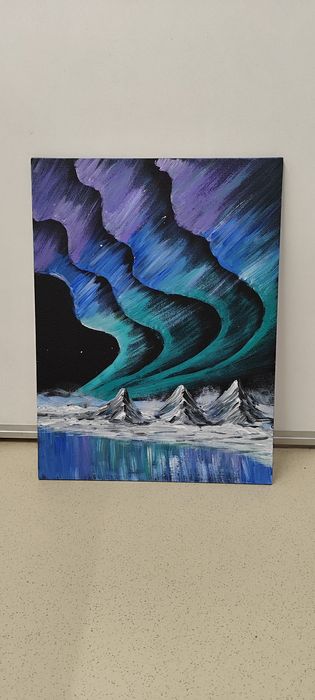 Рисунок акрилом "Северное сияние"