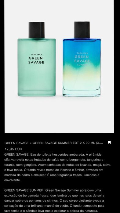 GREEN SAVAGE + GREEN SAVAGE Summer EDT 2 X 90 ML Zara NOVO
