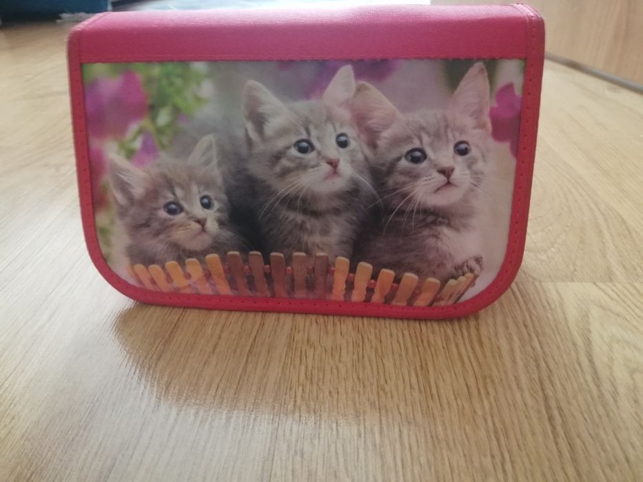 Piórnik z efektem hologramu, koty