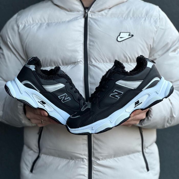 Чоловічі зимні кросівкі New Balance, теплі, стильні, замшеві, з хутром