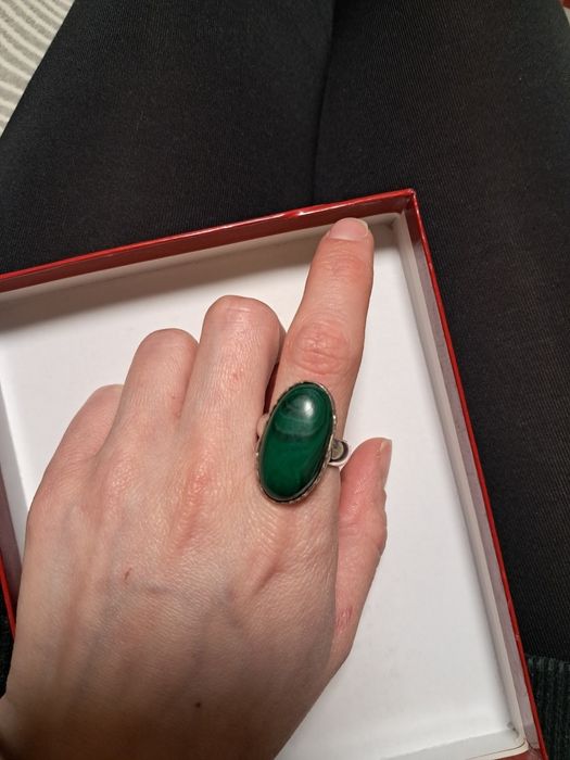 Перстень срібний,з малахітом. Каблучка. Кольцо