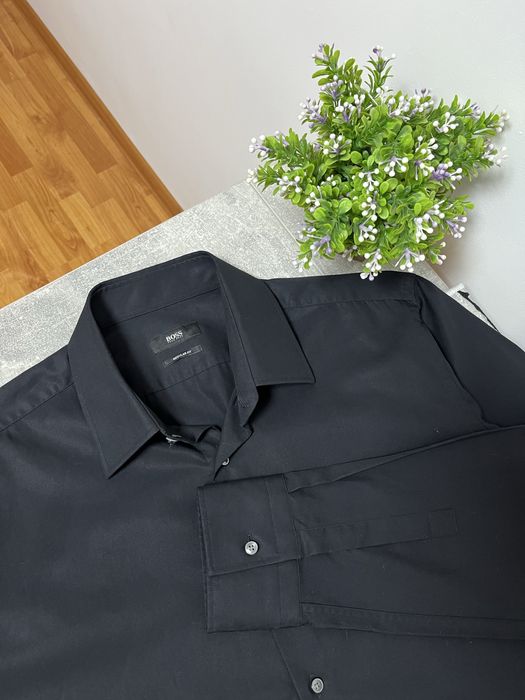 Hugo Boss regular fit рубашка черная мужская / Размер L-XL
