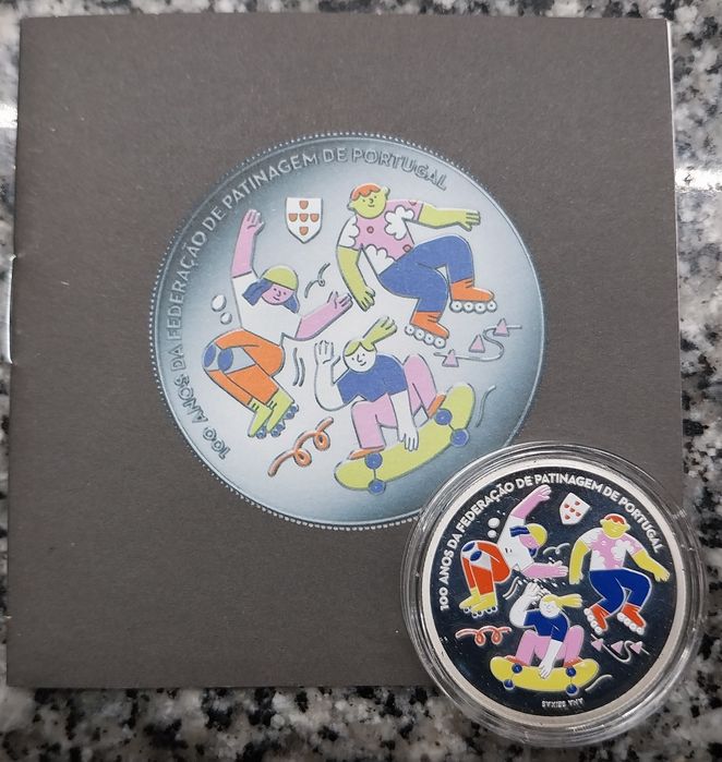 100 Anos Federação Patinagem Portugal Prata Proof - 5 euros - 1 exempl