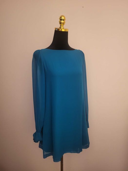 Okazja! Guess, piękna, jedwabna, turkusowa bluzka/tunika