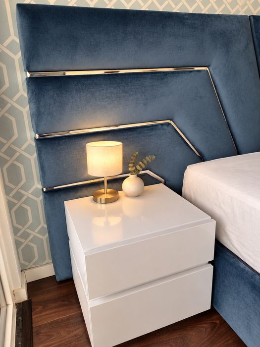 Cama Casal Estofada Tecidos Lavaveis