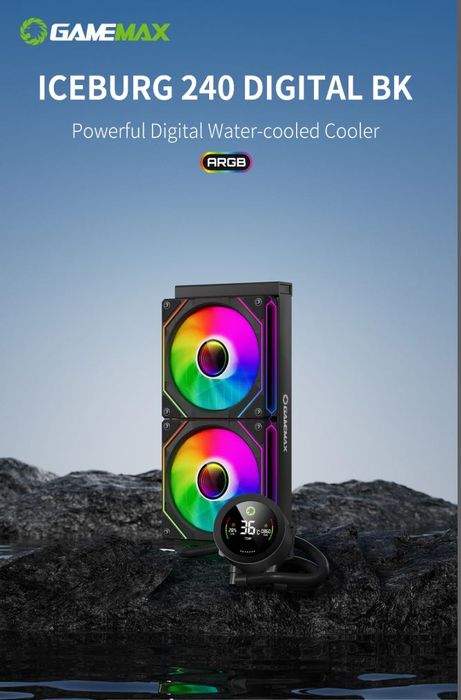 GameMax IceBurg 240V Digital BK, płynna chłodnica procesora 240mm ARGB